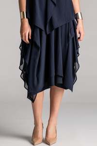 PAULA RYAN Chiffon Overlay Skirt - Navy
