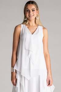 Paula Ryan Fashion Collection: PAULA RYAN Chiffon Overlay Top - White