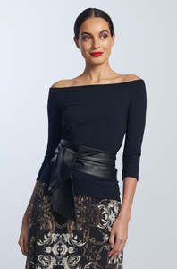 Paula Ryan Tops: PAULA RYAN Off Shoulder Top - Ecovero Black