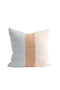 Homewares: EADIE Tallows Linen Cushion - Natural/Ochre/Blue