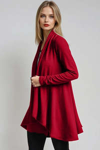 PAULA RYAN Panelled Swing Cardigan - Merino Ruby
