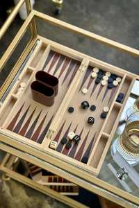 Backgammon Wood Game - Nat/Black