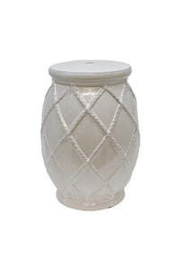 Furniture: Ceramic Stool Diamond - Taupe