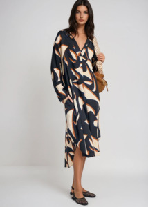 LAUREN VIDAL Celia Graphic Loose Tunic Dress