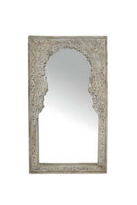 Coast To Coast: Idha Hand Carved Wooden White Wash Mirror
