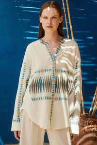 DEVOTION TWINS Angel Shirt - Blue/Camel