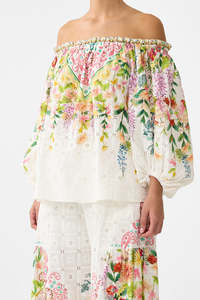 Camilla: CAMILLA Frill Off Shoulder Top - The Call of Catalonia