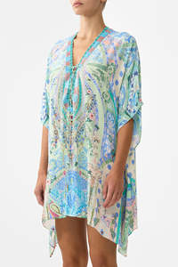 Camilla: CAMILLA Short Lace Up Kaftan - Midsummer Mosaics