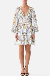 CAMILLA Button Front Frill Dress - Seville Sweetheart