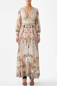 CAMILLA Button Dress with Shaped Waistband - Aranjuez Animalia
