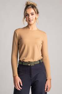 PAULA RYAN Easy Fit Crew Neck Top - Merino Camel