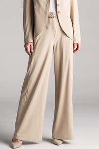 PAULA RYAN Wide Leg Pant - Warm Sand Microjersey
