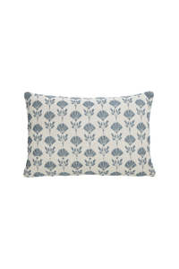 Cushions Throws: Blue Shell Meadow Lumbar Cushion