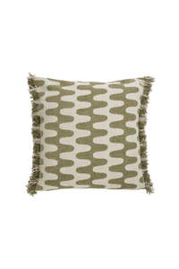 Cushions Throws: Abstract Wave Cushion - Green