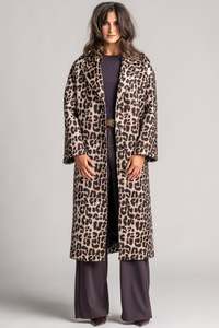 Coats: LAUREN VIDAL Pharell Wild Long Leopard Coat