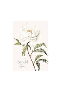 Card - White Peony Get Well