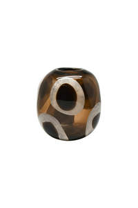 Glass Vase - Brown & White