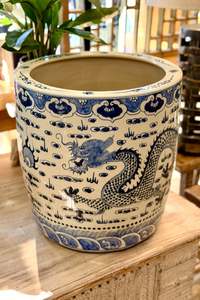 Blue and White Dragon Planter