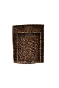 Large Walnut Rattan Tray