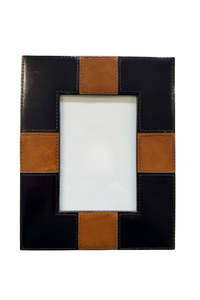 Decor Objects 1: Black and Tan Leather Frame 4x6
