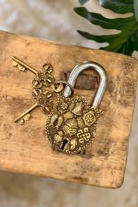 Vintage Embossed Brass Padlock