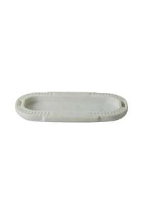 Coast To Coast: Bharat Carved Oval Marble Tray