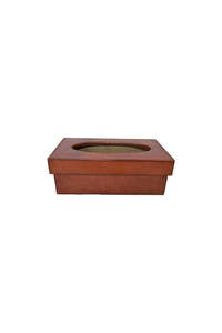 Leather Tissue Box - Tan