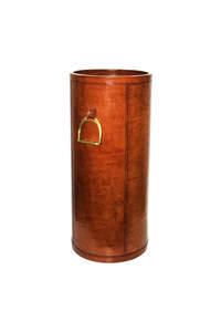 Leather Goods: Leather Umbrella Holder with Stirrips - Tan