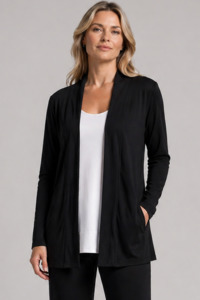 PAULA RYAN Edge to Edge Waisted Cardigan - Merino Black