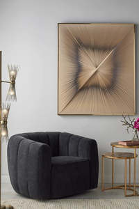 Furniture: Channel Swivel Armchair - Charcoal