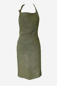 Olive Green French Linen Apron