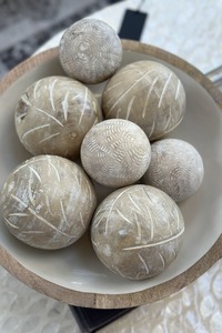 For The Bach: Mandalay Carved Wooden Ball 10cm Natural/White