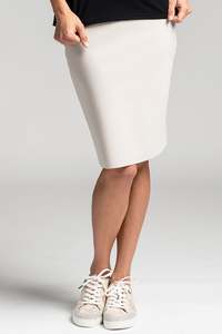 PAULA RYAN ESSENTIALS Short Stretch Pencil Skirt - Bonded Microjersey - Cool Sand