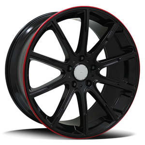 22 Wheels: Replica Mercedes Gloss Black Red Lip