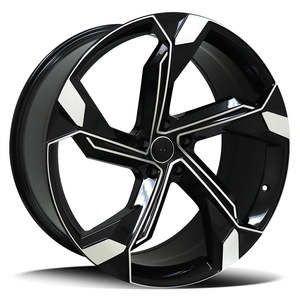 22 Wheels: Replica Audi Black Machined Face