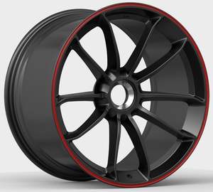 21 Wheels: DTM Forged Series Fgt Satin Black Red Lip Edge