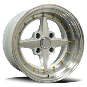 15 Wheels: DTM Old-Skool Dtmos7wg White Machined Face Gold Rivets