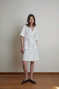 Dress: Celebration Shirt Dress in Off-White Poplin