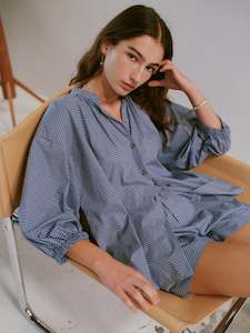 Everyday Blouse in Smoke Blue Albini check