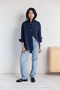 All: Jimmy Shirt in Navy Cotton Poplin