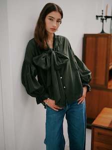 Bow Blouse in Jungle Cotton Voile