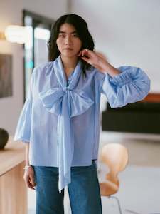 All: Bow Blouse in Boheme Blue Stripe