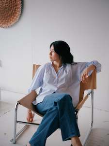 Everyday Blouse in Pale Blue Stripe