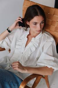 Jane Blouse in Cream Cotton Voile