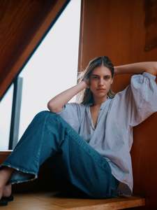 Everyday Blouse in Claude Grey Painter Stripe