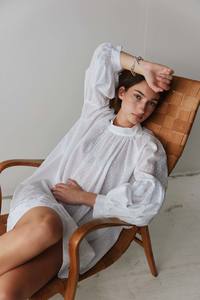 Preacher Mini Dress in White Swiss Dot