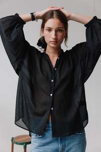 All: Everyday Blouse in Black Cotton Voile