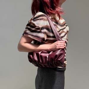 Ruffled Feathers: Ruched Mini Sling Bag - Plum