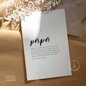 Digital Downloads: 'Pāpā' (matua whāngai) Definition Print - Digital Download