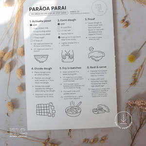 Digital Downloads: Parāoa Parai: Fry Bread Recipe Step-by-Step Guide | Printable Download